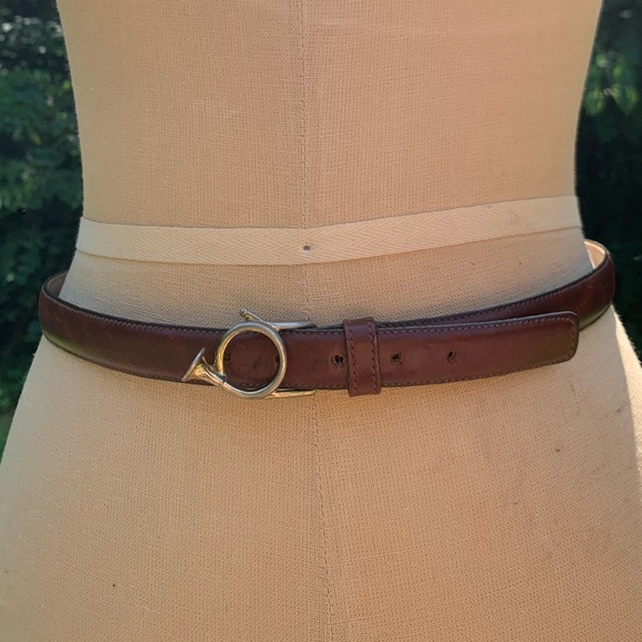 Vintage French Horn Buckle Leather Belt - Picture 6 of 16